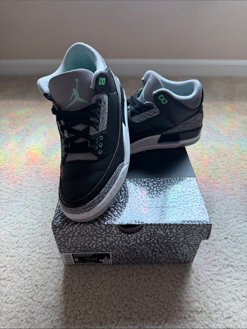 Jordan Retro 3 Black Grey Mint Athletic Shoes